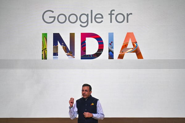 Sanjay Gupta, head of Google India, speaks at an event in New Delhi in October. (Kabir Jhangiani / Getty Images)