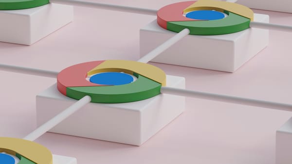 Google Chrome logos connected on a grid.