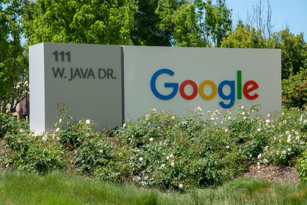 A photo of the Google sign at 111 W. Java Dr.